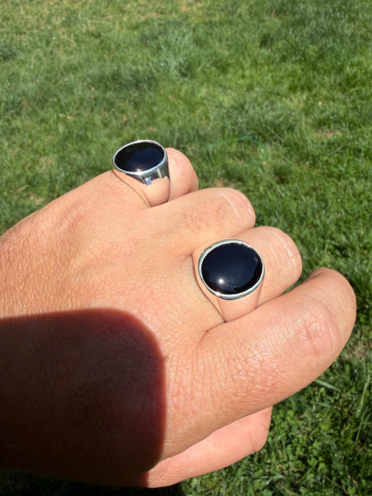 Shadow Boss Ring - 925 Silver - Genuine Black Onyx Stone
