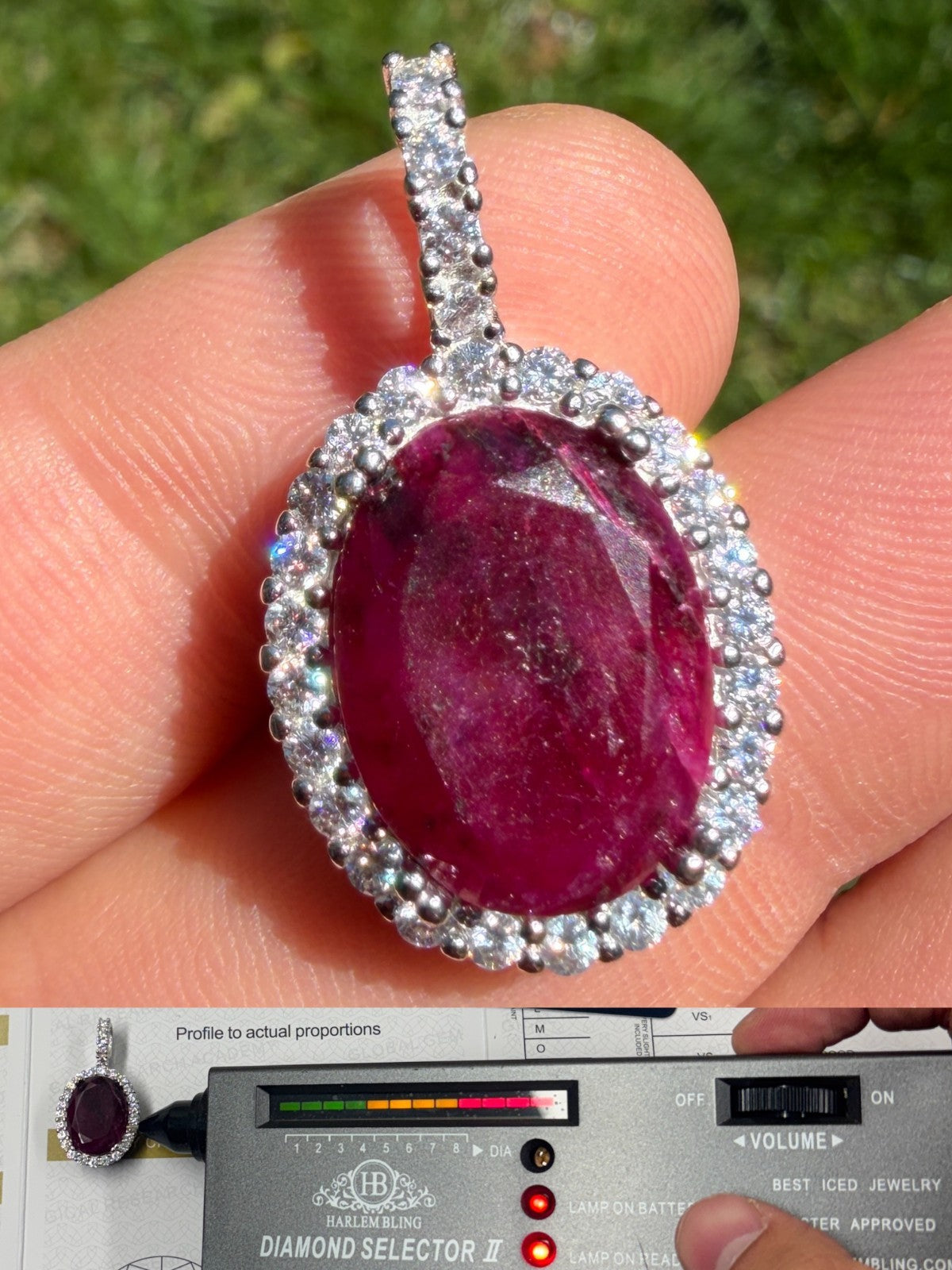 MOISSANITE Royalty Red Ruby Pendant - 925 Silver - Oval Genuine Red Ruby Stone