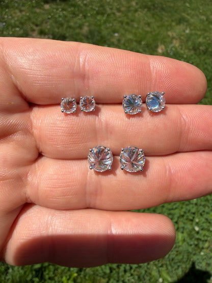 MOISSANITE Upside Down Reverse Set Stud Earrings - 925 Silver - 5mm-8mm - 1-4ct