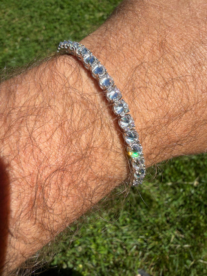 MOISSANITE Upside Down Set Reverse Set Tennis Bracelet Iced Out - 925 Silver - 5mm - 6-9"