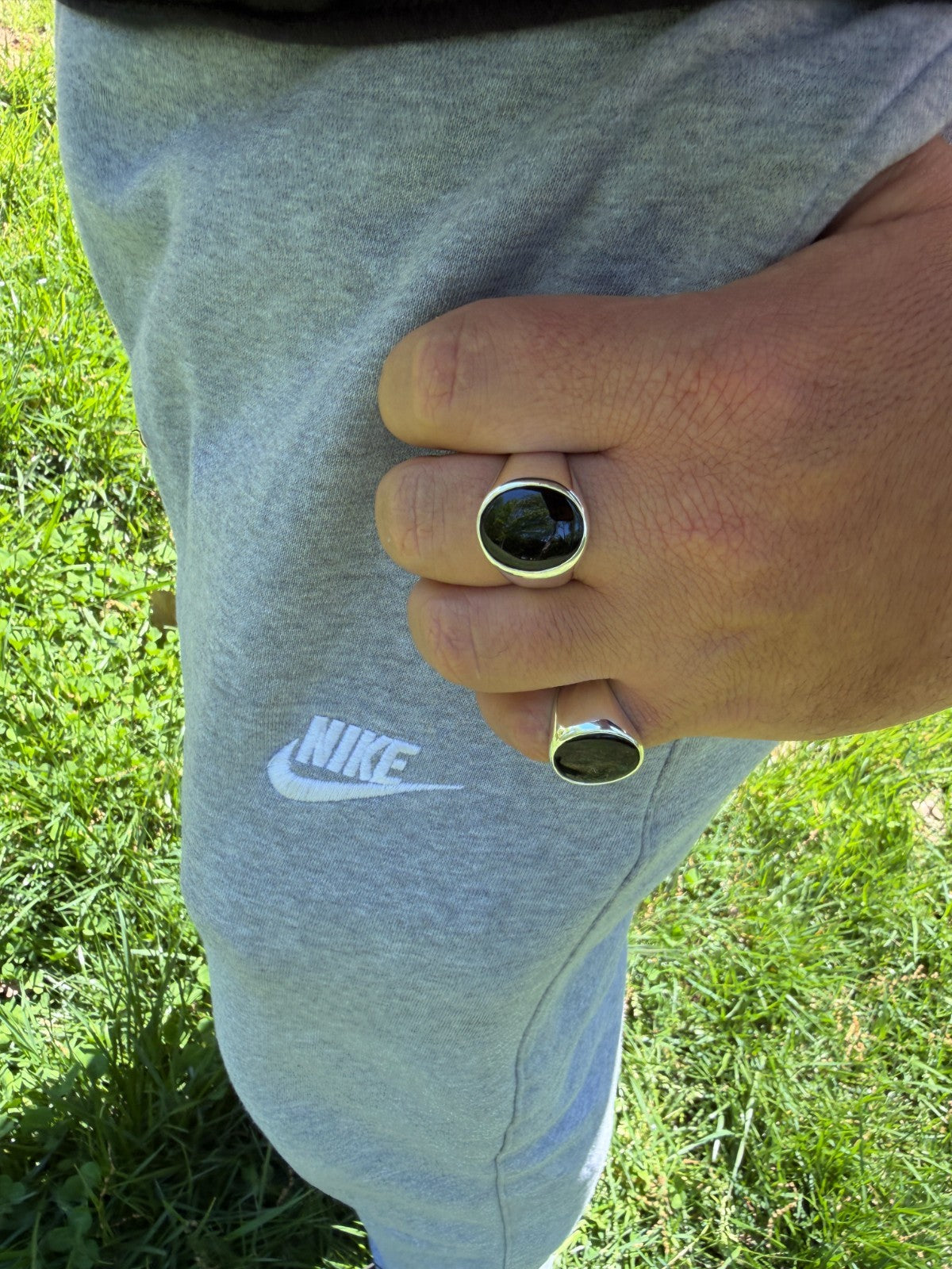 Shadow Boss Ring - 925 Silver - Genuine Black Onyx Stone