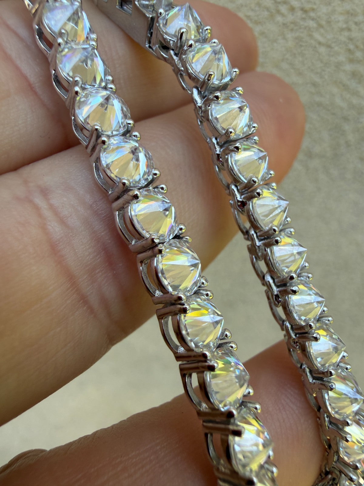 MOISSANITE Upside Down Reverse Set Tennis Chain Necklace Iced Out - 925 Silver - 5mm - 16"-30"