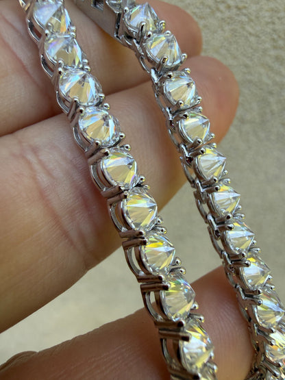 MOISSANITE Upside Down Reverse Set Tennis Chain Necklace Iced Out - 925 Silver - 5mm - 16"-30"