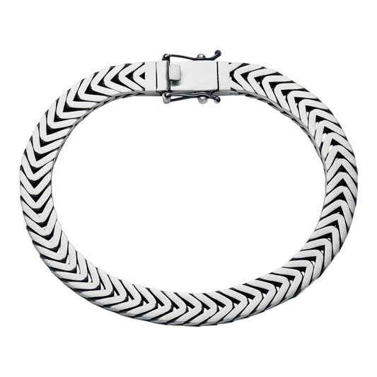 Custom 3 Link Miami Cuban Python Bracelet - Oxidized 925 Sterling Silver - 8.5" - 12mm