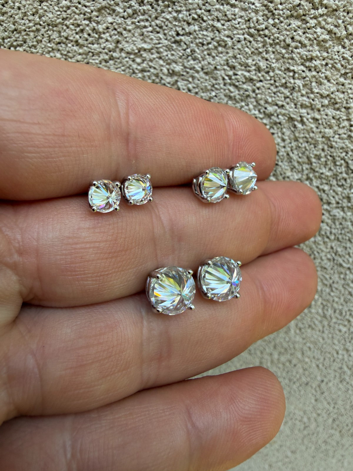MOISSANITE Upside Down Reverse Set Pushback Stud Earrings - 925 Silver - 5mm-8mm - 1-4ct