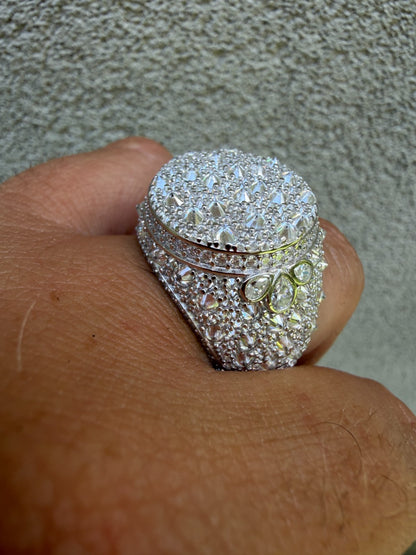 MOISSANITE Moses Upside Down Mosaic Set Iced Out Ring - 925 Silver