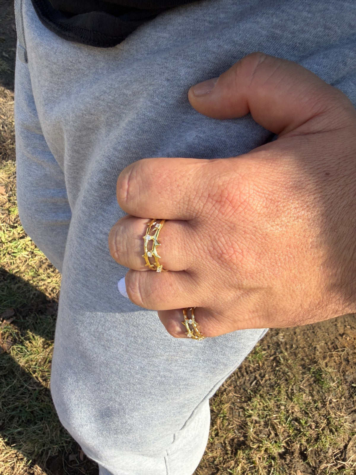 MOISSANITE Crown Of Thorns Eternity Band Ring - 14k Gold Vermeil 925 Silver