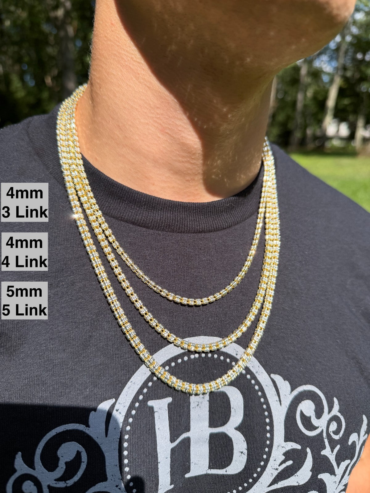 Ice Link Chain Necklace - 14k Gold Vermeil 925 Sterling Silver - 16"-30" - 4mm-5mm