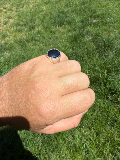 Shadow Boss Ring - 925 Silver - Genuine Black Onyx Stone