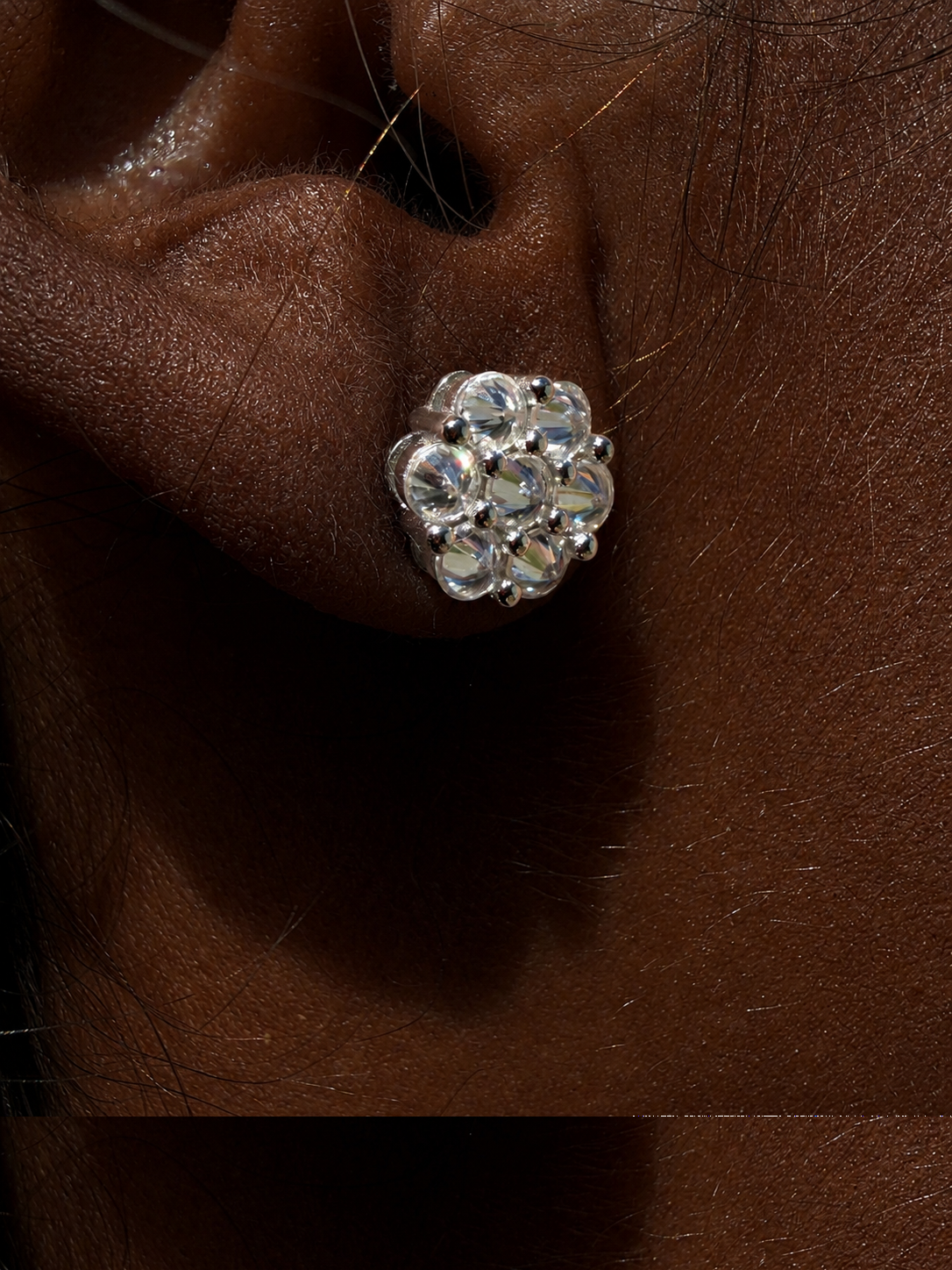 MOISSANITE Upside Down Reverse Set Cluster Iced Out Honeycomb Set Earrings - 925 Silver - 6mm -11mmm