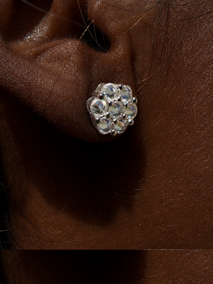 MOISSANITE Upside Down Reverse Set Cluster Iced Out Honeycomb Set Earrings - 925 Silver - 6mm -11mmm
