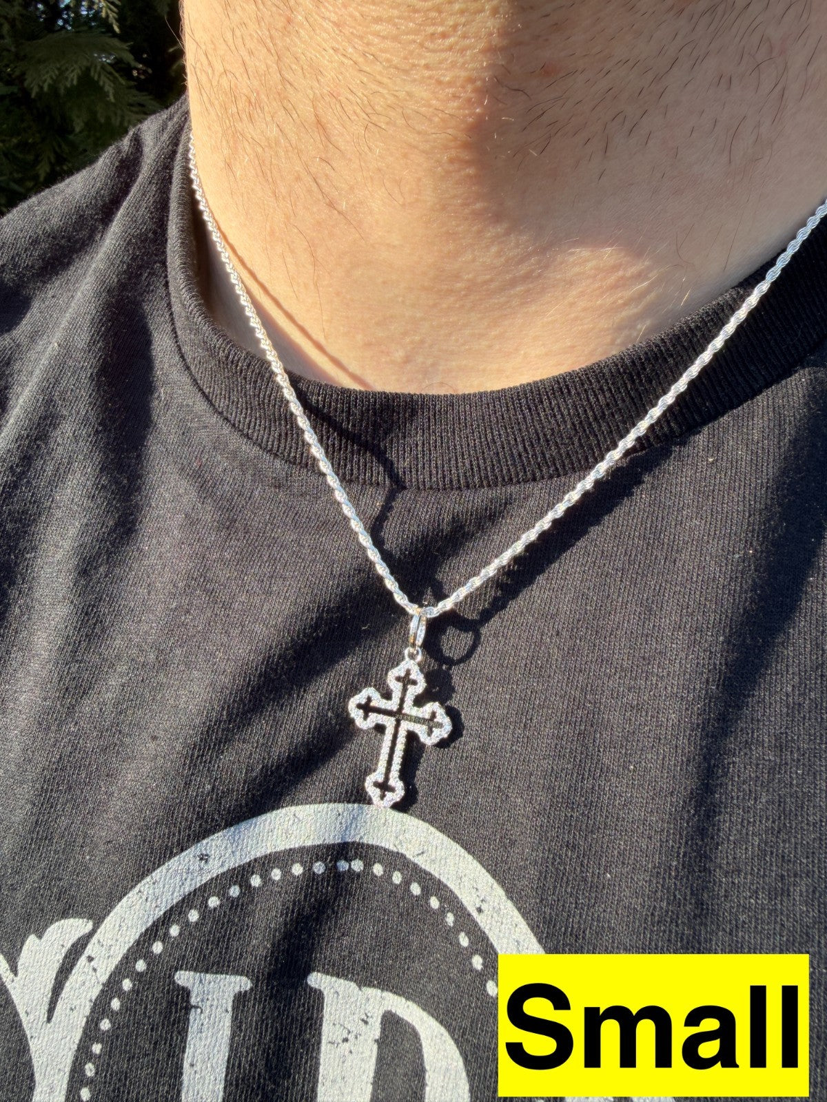 MOISSANITE Gothic Cross Cutout Pendant - 925 Silver - 3 Sizes 1.33"-3"