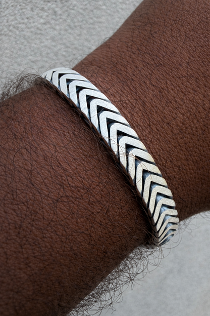 Custom 3 Link Miami Cuban Python Bracelet - Oxidized 925 Sterling Silver - 8.5" - 12mm
