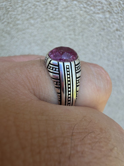 Navajo Tribe Ring - 925 Silver Oxidized - Genuine Red Ruby Stone