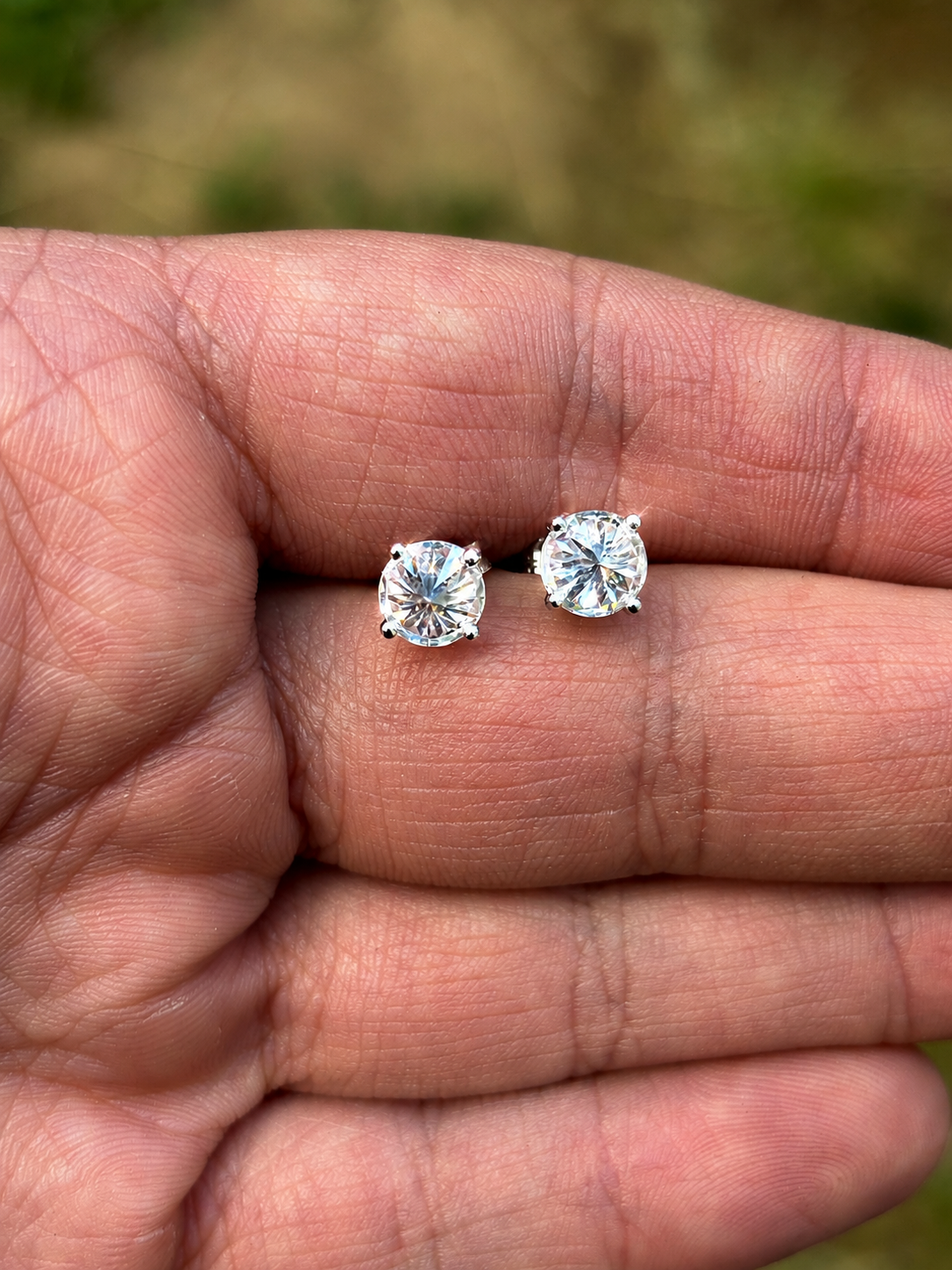 MOISSANITE Upside Down Reverse Set Pushback Stud Earrings - 925 Silver - 5mm-8mm - 1-4ct