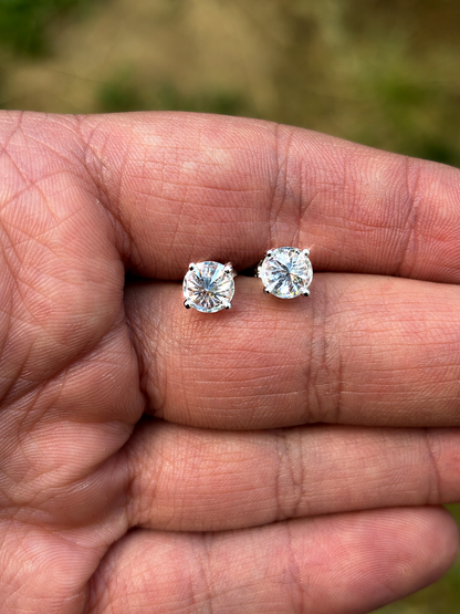 MOISSANITE Upside Down Reverse Set Pushback Stud Earrings - 925 Silver - 5mm-8mm - 1-4ct