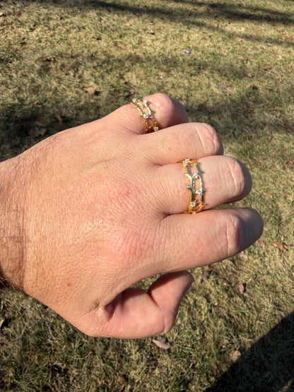 MOISSANITE Crown Of Thorns Eternity Band Ring - 14k Gold Vermeil 925 Silver