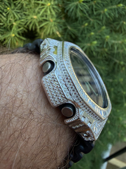 MOISSANITE Real 925 Silver Iced Baguette Casio G Shock GA-2100 Hip Hop Watch
