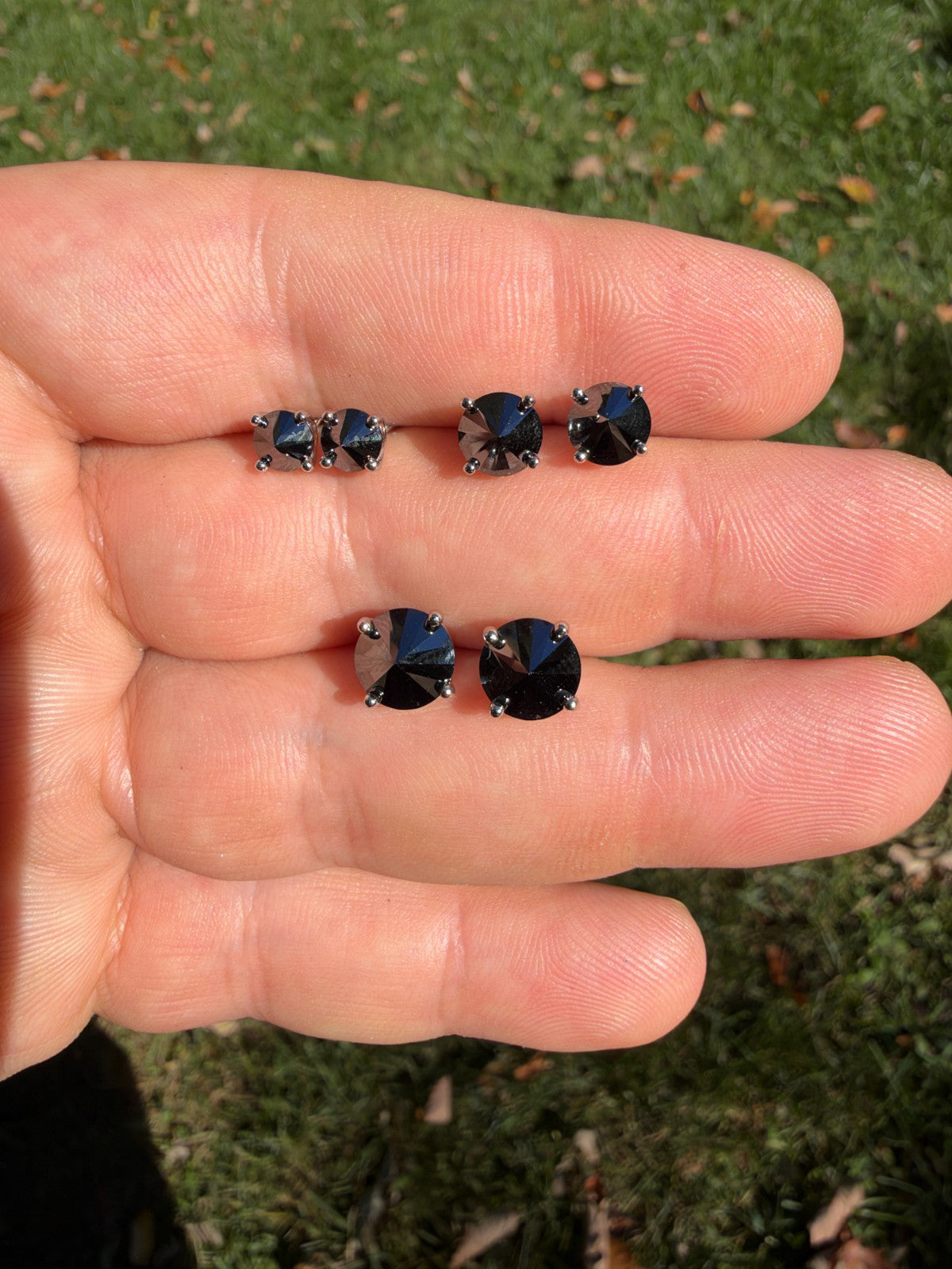 Black MOISSANITE Upside Down Reverse Set Stud Earrings - 925 Silver - 5mm-8mm - 1-4ct