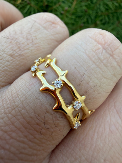 MOISSANITE Crown Of Thorns Eternity Band Ring - 14k Gold Vermeil 925 Silver