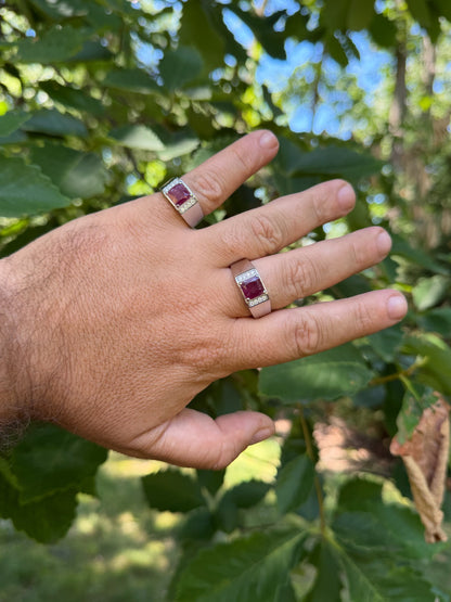 MOISSANITE Monarch Ring - 925 Silver - Genuine Red Ruby Stone