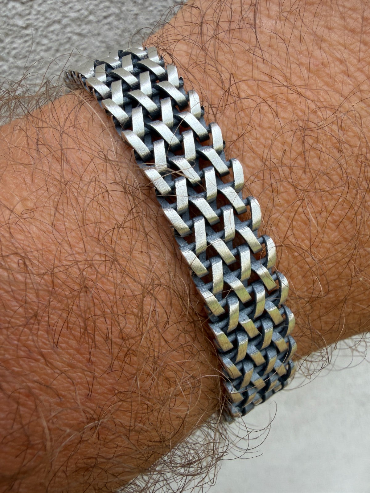 Mens Turquoise Wheat Woven Link Bracelet - 925 Sterling Silver - 8.5" - 12mm