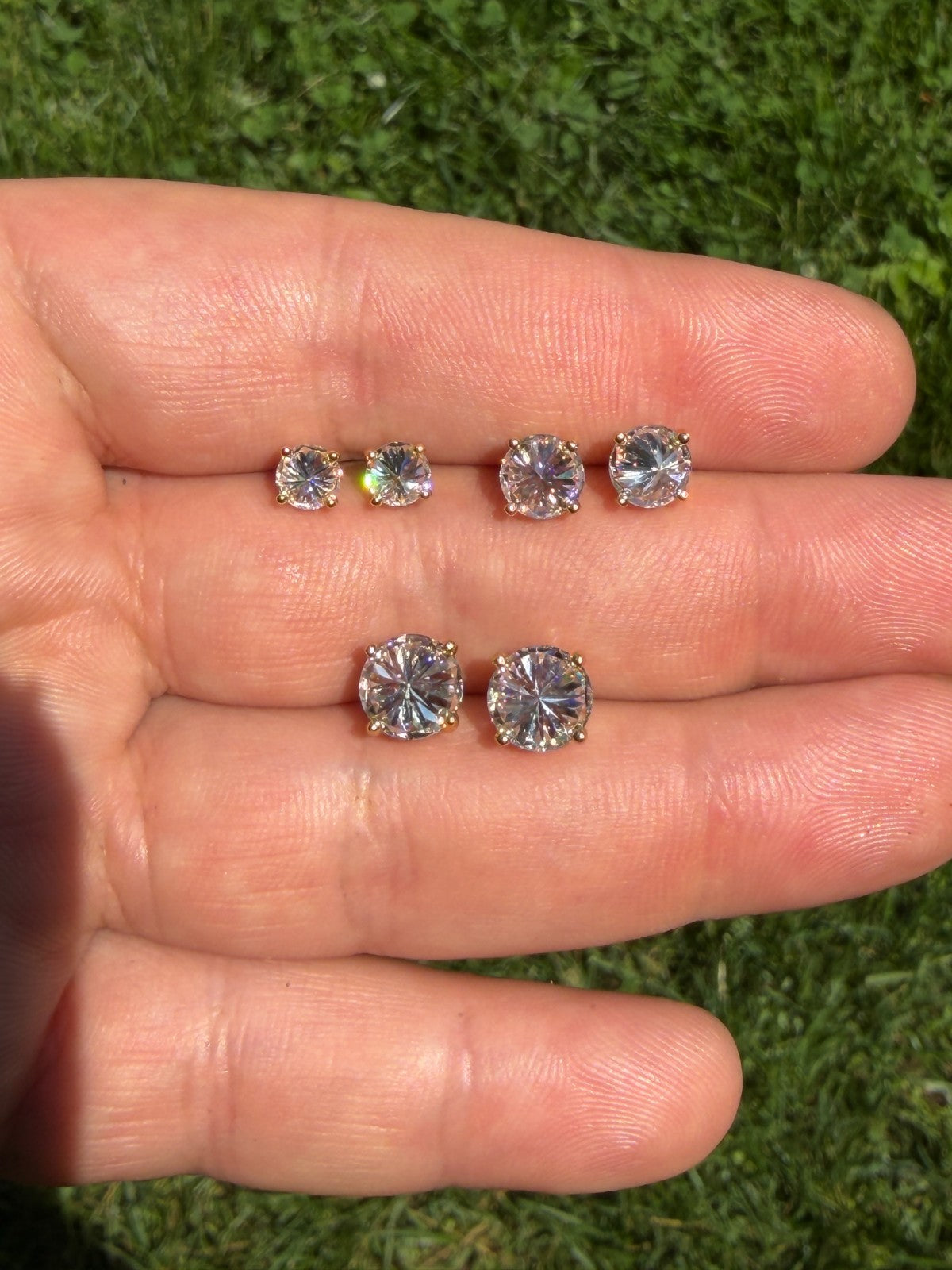 MOISSANITE Upside Down Reverse Set Pushback Stud Earrings - 14k Gold Vermeil 925 Silver - 5mm-8mm - 1-4ct