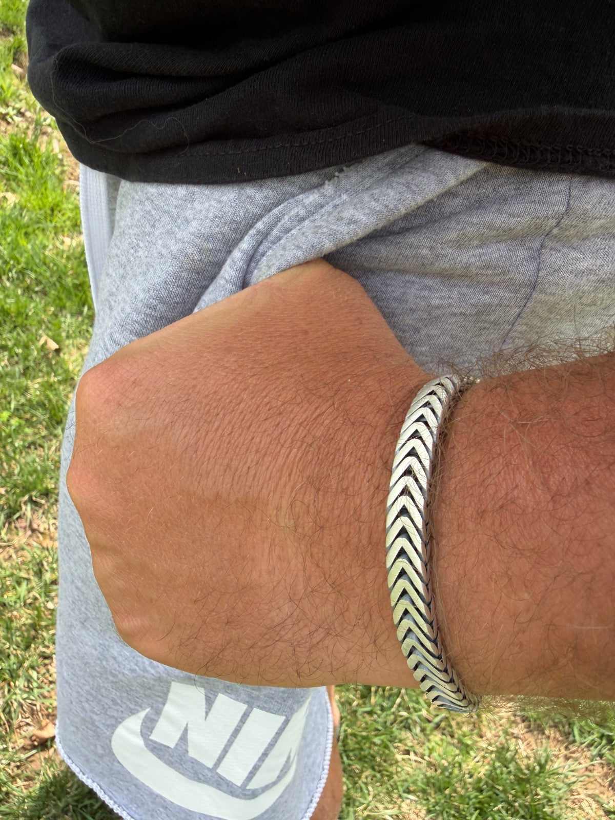 Custom 3 Link Miami Cuban Python Bracelet - Oxidized 925 Sterling Silver - 8.5" - 12mm