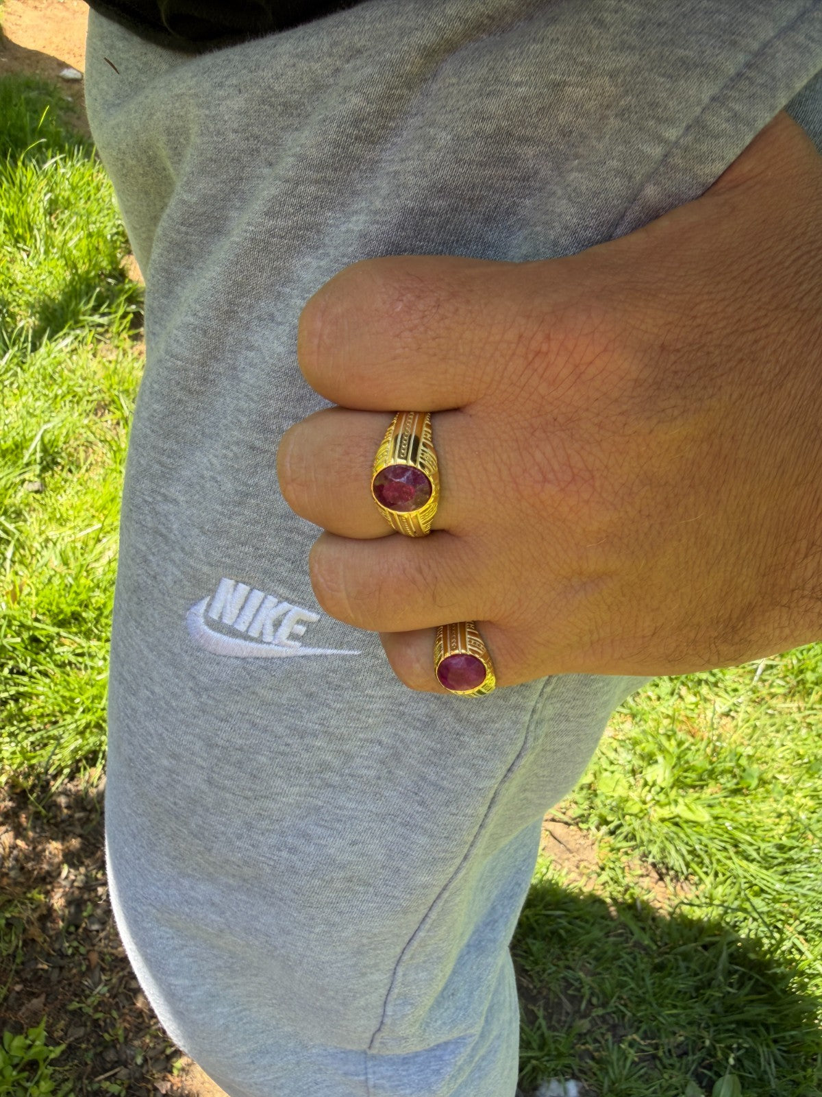 Royal Dynasty Ring - 14k Gold Vermeil 925 Silver - Genuine Red Ruby Stone