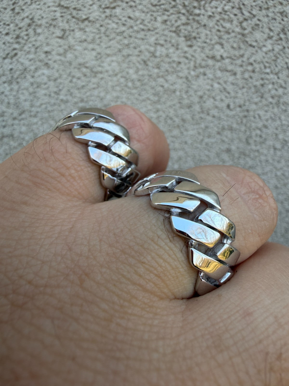 Classic 11.5mm Prong Miami Cuban Eternity Band Ring - 925 Silver - Plain