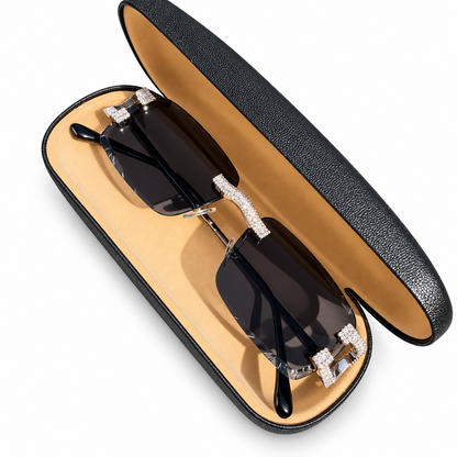 MOISSANITE Baguette Custom Iced Out Sunglasses - 925 Silver Buffs - Black