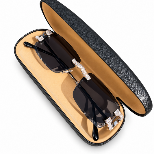 MOISSANITE Baguette Custom Iced Out Sunglasses - 925 Silver Buffs - Black