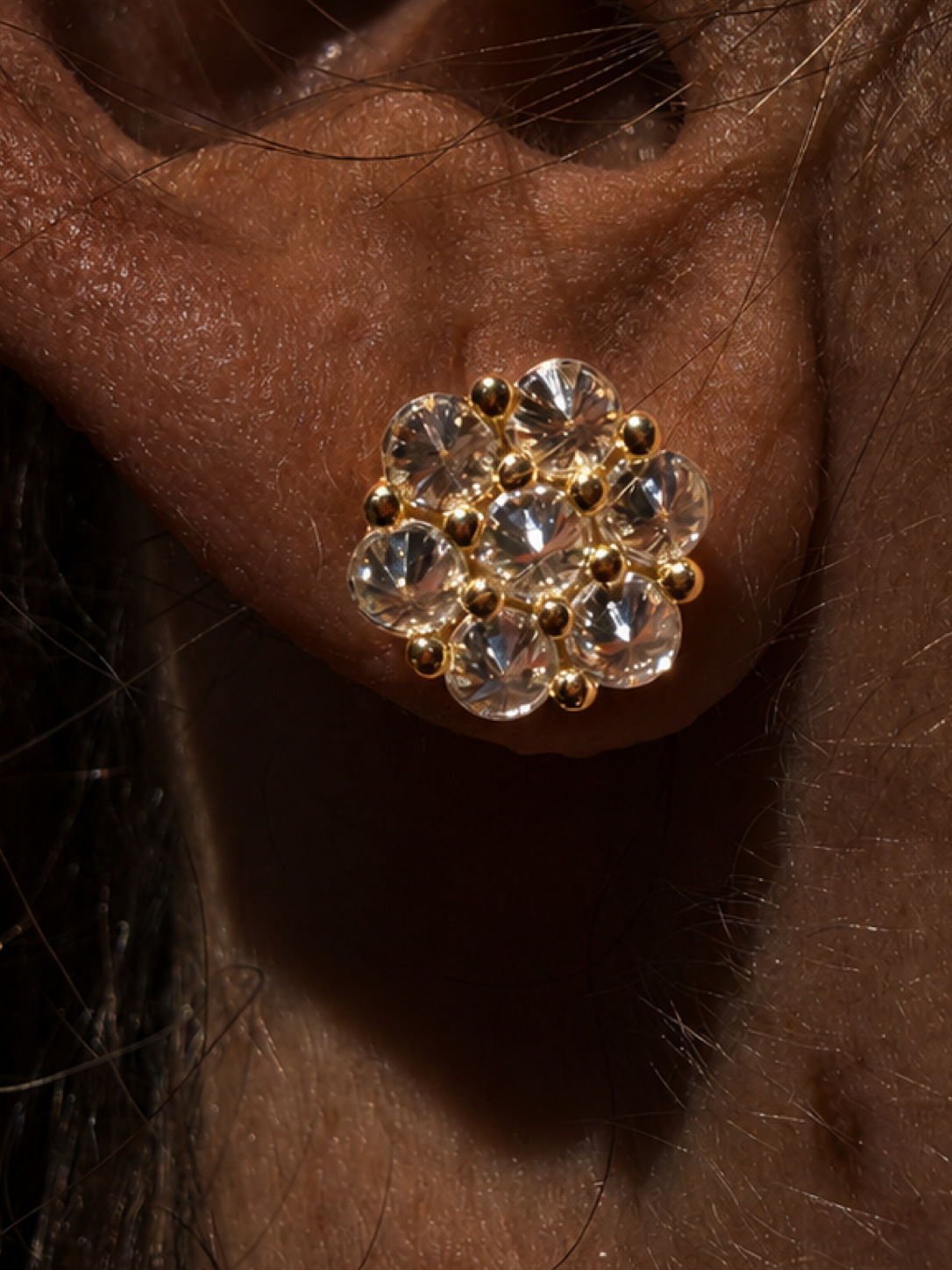 MOISSANITE Upside Down Reverse Set Cluster Iced Out Honeycomb Set Earrings - 14k Gold Vermeil 925 Silver - 6mm -11mm