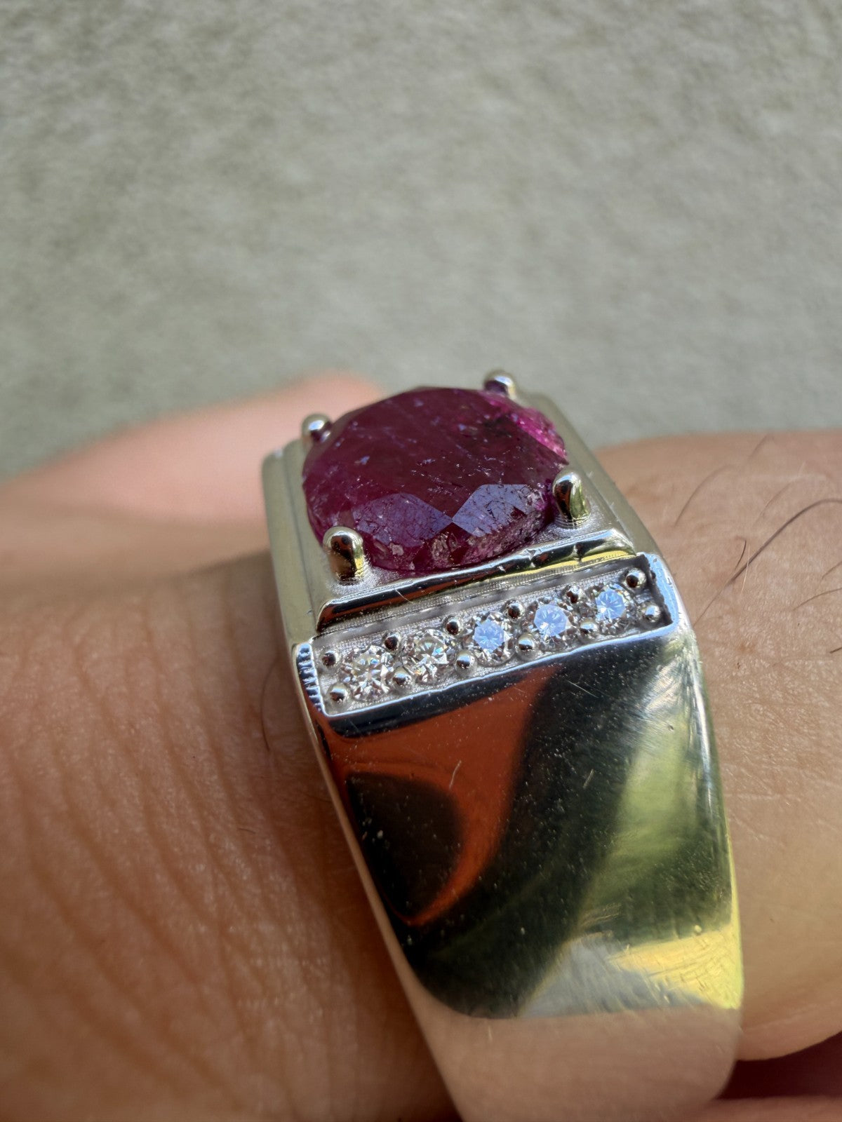 MOISSANITE Monarch Ring - 925 Silver - Genuine Red Ruby Stone