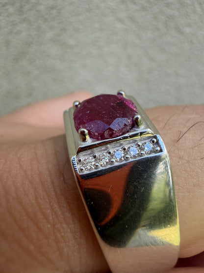 MOISSANITE Monarch Ring - 925 Silver - Genuine Red Ruby Stone