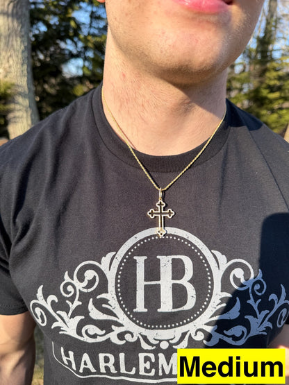 MOISSANITE Gothic Cross Cutout Pendant - 14k Gold Vermeil 925 Silver - 3 Sizes 1.33"-3"