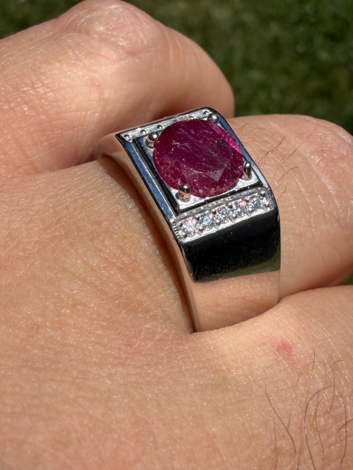 MOISSANITE Monarch Ring - 925 Silver - Genuine Red Ruby Stone
