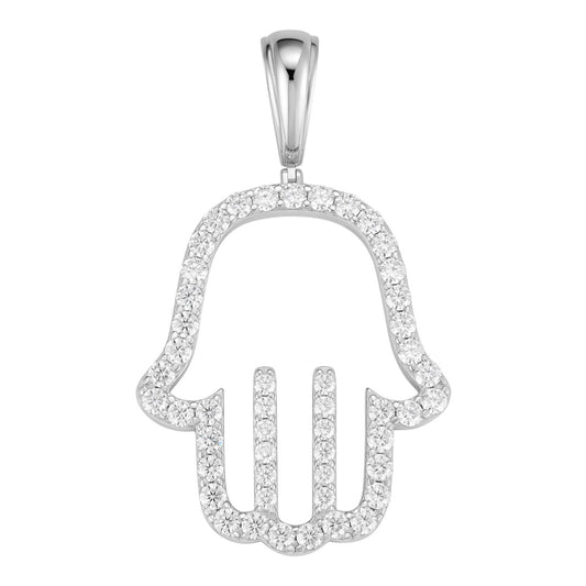 MOISSANITE Hamsa Cutout Pendant - 925 Silver - 3 Sizes 1.25"-2.75"