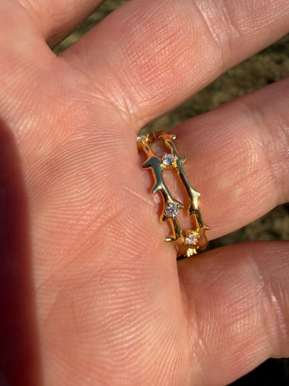 MOISSANITE Crown Of Thorns Eternity Band Ring - 14k Gold Vermeil 925 Silver