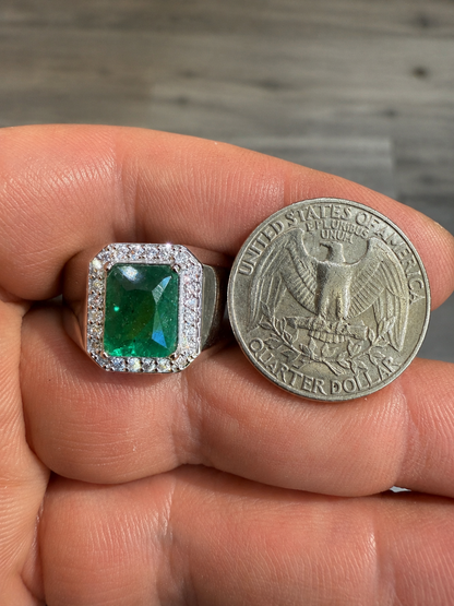MOISSANITE Cardinal Crown Ring - 925 Silver - Genuine Green Emerald Stone