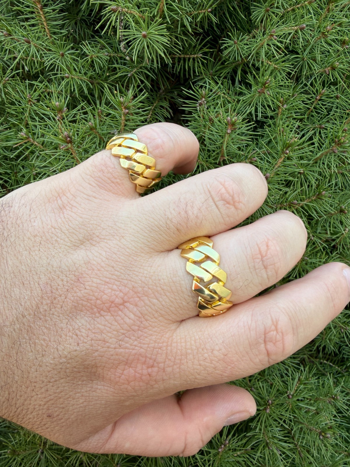 Classic 11.5mm Prong Miami Cuban Eternity Band Ring - 14k Gold Vermeil 925 Silver - Plain