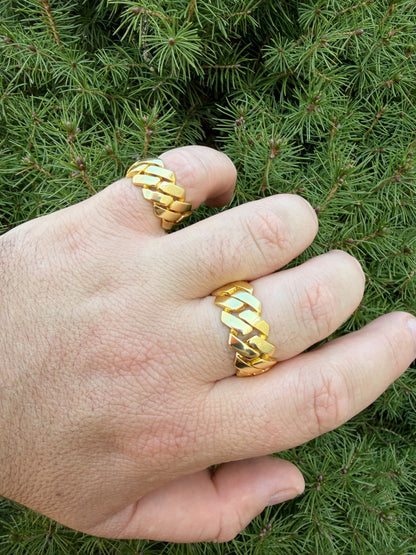 Classic 11.5mm Prong Miami Cuban Eternity Band Ring - 14k Gold Vermeil 925 Silver - Plain