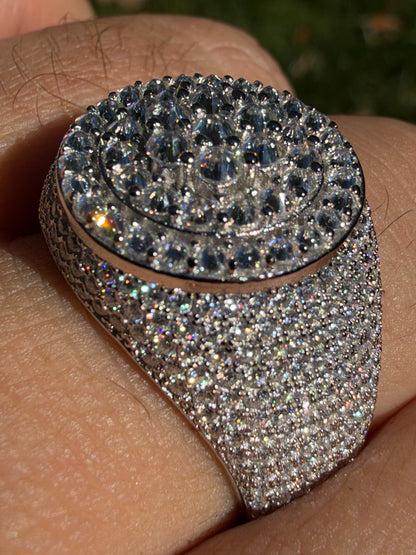 MOISSANITE Upside Down Reverse Set Cluster Iced Out Pinky Ring - 925 Silver