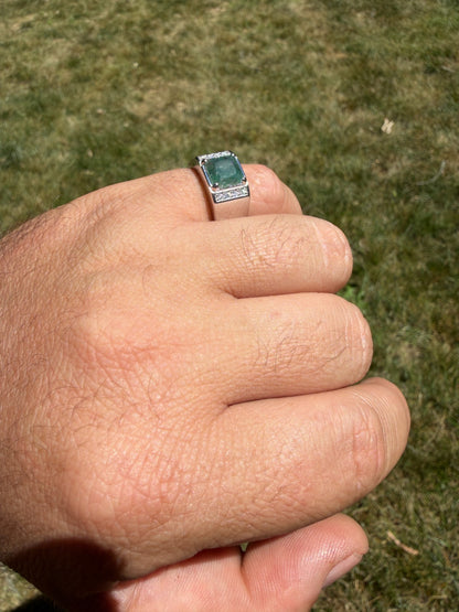 MOISSANITE Kingsmark Ring - 925 Silver - Genuine Green Emerald Stone