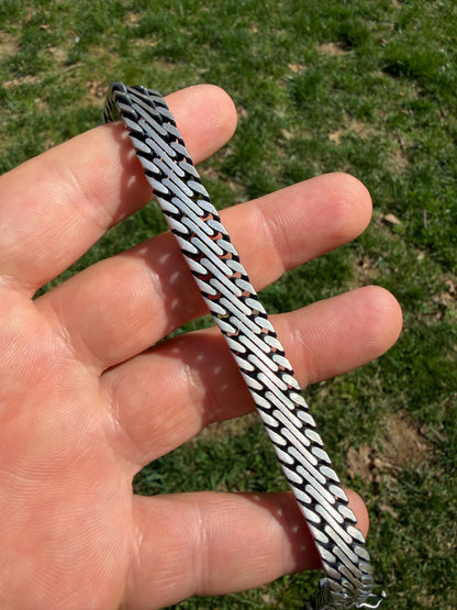 Custom 3 Link Miami Cuban Python Bracelet - Oxidized 925 Sterling Silver - 7"-9" - 12mm