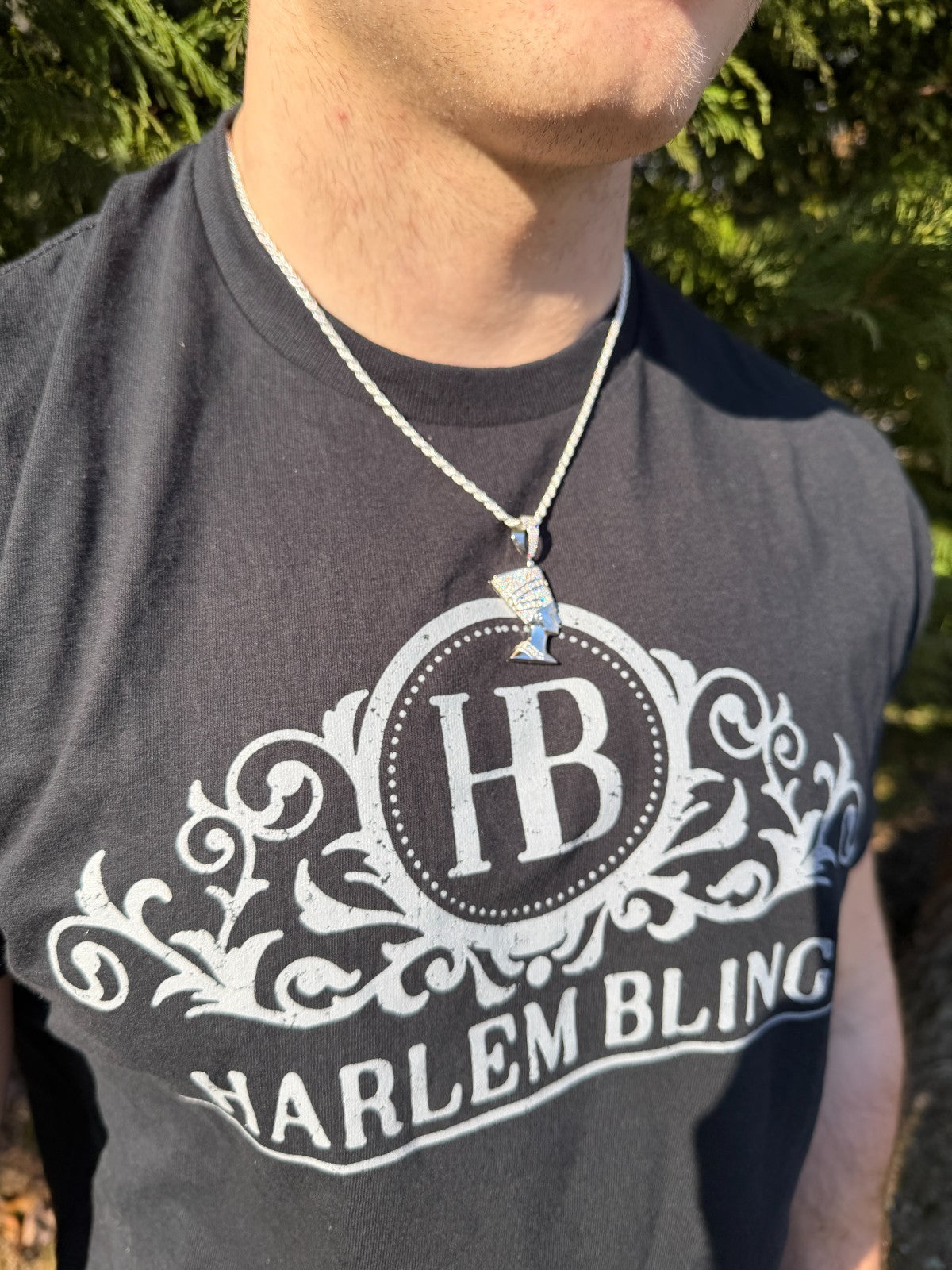 MOISSANITE Hip Iced Out Egyptian Queen Nefertiti Pendant - 14k Yellow Gold Vermeil Or 925 Silver - Medium 1.75"