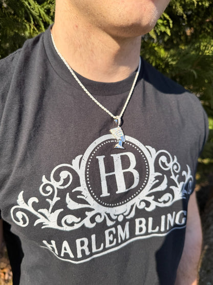 MOISSANITE Hip Iced Out Egyptian Queen Nefertiti Pendant - 14k Yellow Gold Vermeil Or 925 Silver - Medium 1.75"