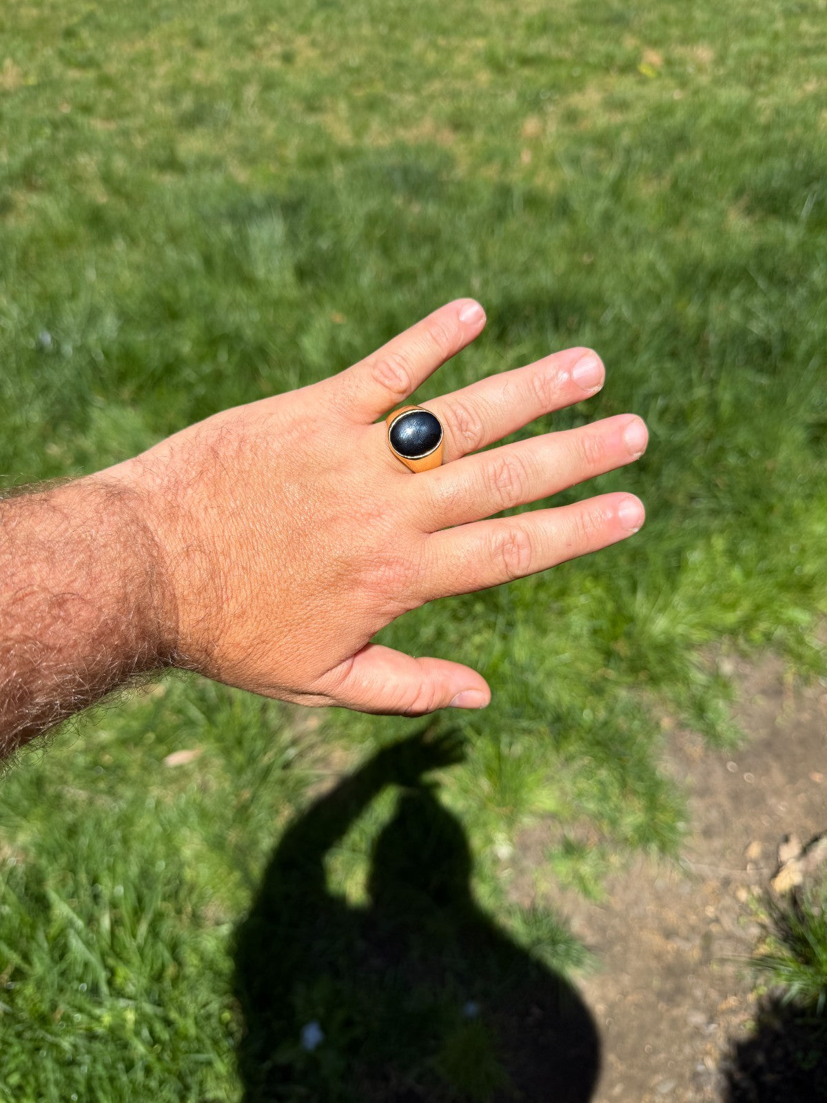 Shadow Boss Ring - 14k Gold Vermeil 925 Silver - Genuine Black Onyx Stone
