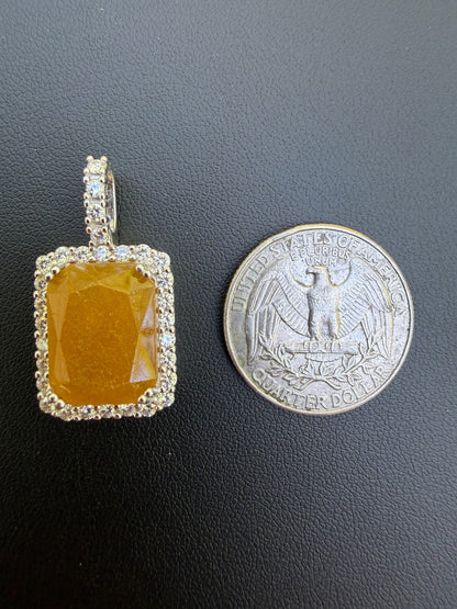 MOISSANITE Royalty Honey Pendant - 925 Silver - Genuine Yellow Sapphire Stone