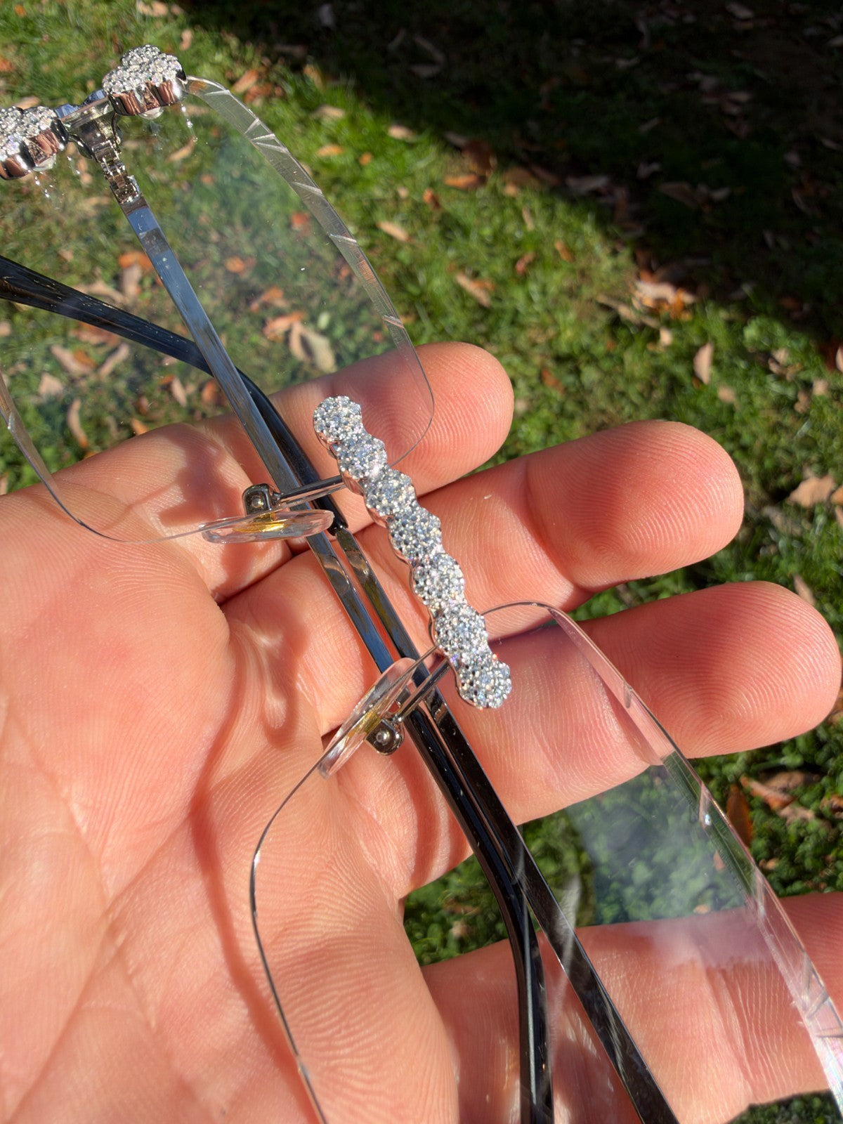 MOISSANITE Cluster Custom Iced Out Sunglasses - 925 Silver Buffs - Clear